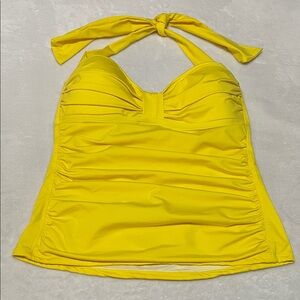 Boston Proper Yellow Halter Tankini Swimsuit Top Medium